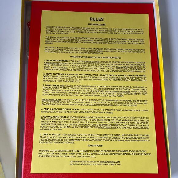 Vintage 90 The Wine Game Board Game UK Drinking Game Party Boxer Games Trivia - Picture 4 of 10